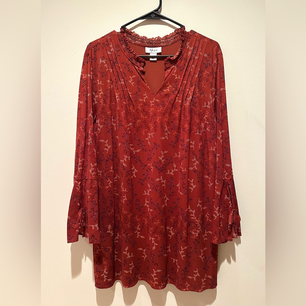 Style & Co. XL Burgundy Floral Blouse